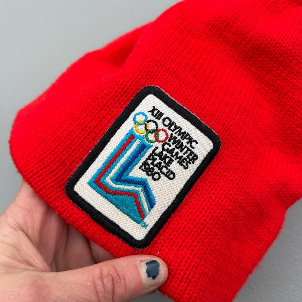 Red Winter Beanie With Olympic Patch - image 5